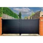Portail battant Fidji avec lames horizontales de 160 mm, RAL gris