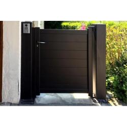 Portillon Fidji avec lames horizontales de 160 mm, RAL noir foncé 9005