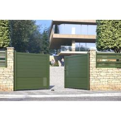 Portail battant vert Jupiter avec lames de 160 mm horizontales