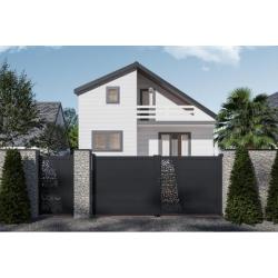 Portail battant Casale avec des lames de 280 mm horizontales, RAL 2100