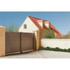 Portail battant Seviac avec des lames de 280 mm horizontales, RAL 8019