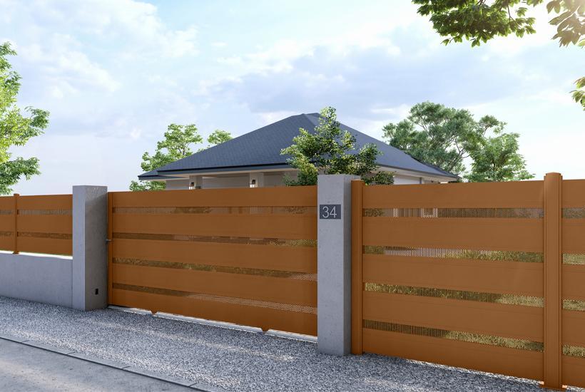 Portail coulissant Cobalt avec des lames horizontales