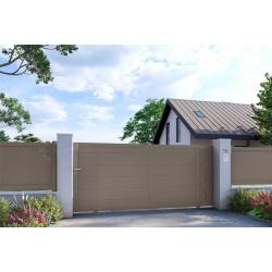 Portail coulissant Auriges avec lames de 280 mm horizontales, RAL 7006
