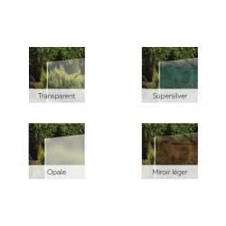 4 vitres disponibles, transparent, supersilver, opale et miroir léger.