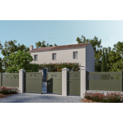 Ambiance 3D Portail battant Aruba avec portillon et clôture Izzykit