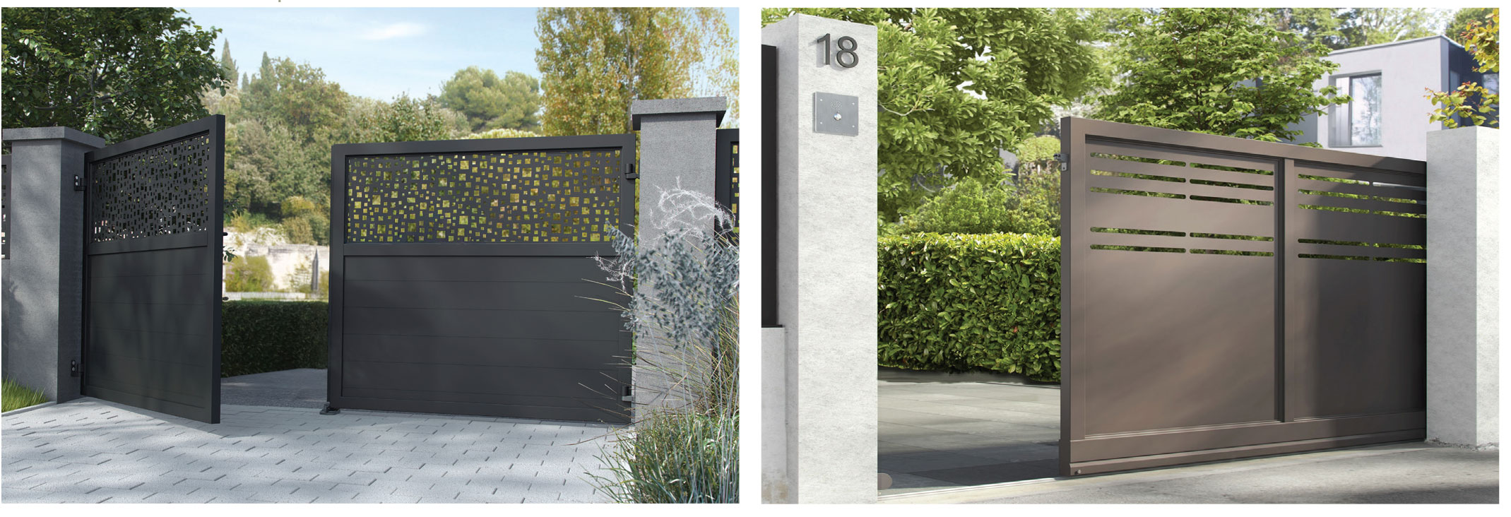 Portail contemporain ajouré aluminium