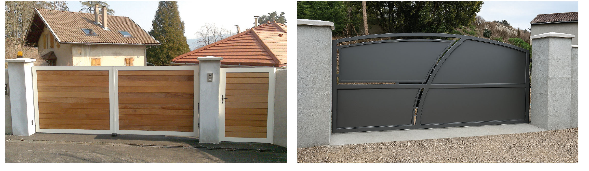 Portail cadre aluminium remplissage bois